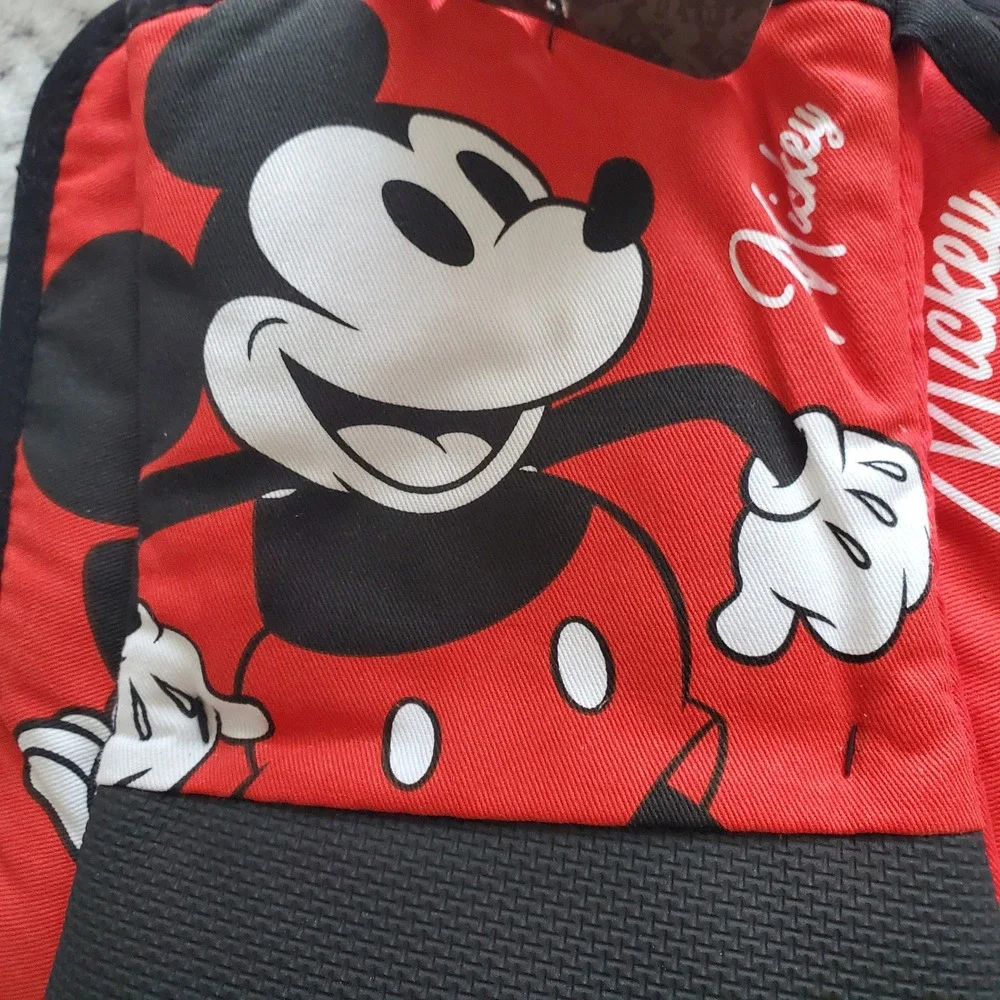 Disney Mickey Mouse Oversized Oven Mitt + Pot Holder Set Red Black Retro Gift 79